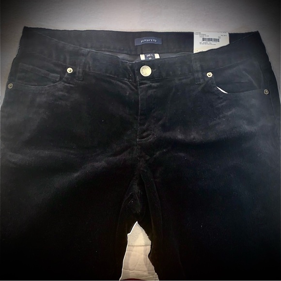 Lands End Corduroy Pants Womens 12 Fit 1 Black Soft Slim Ankle Legs Pockets - Picture 2 of 7